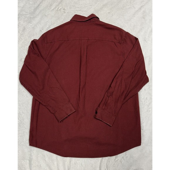 LL BEAN Flannel Button Down Shirt Mens Size Large L-REG Red & Black Houndstooth - Picture 12 of 12